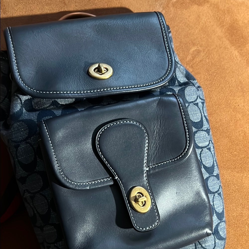 Denim Signature Coach Sling Backpack